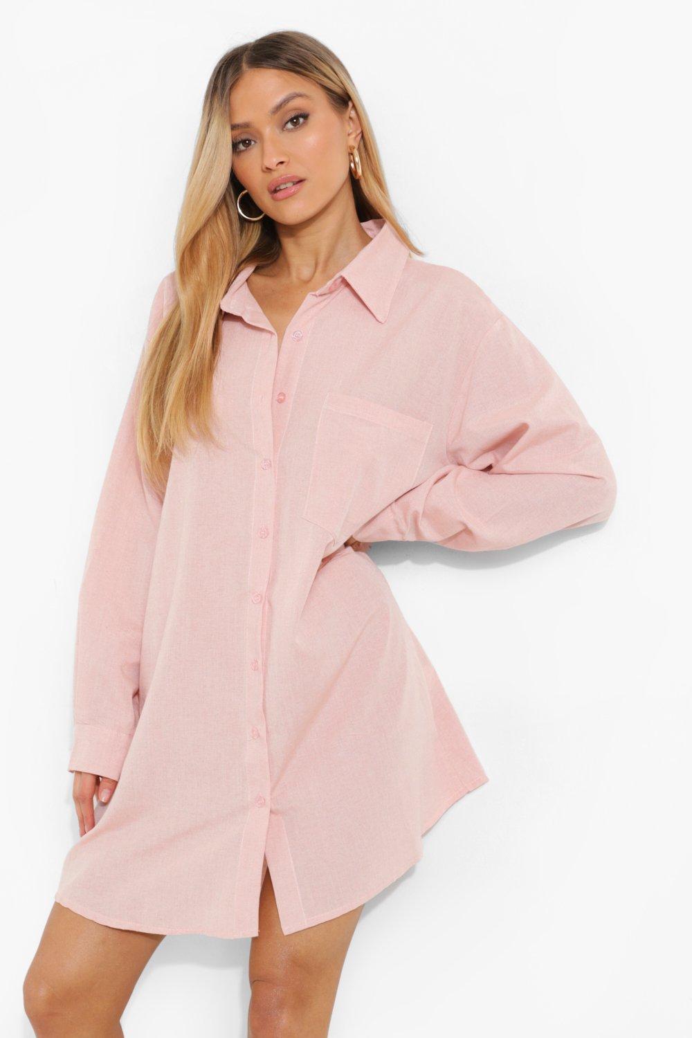 Pale pink shirt dress deals